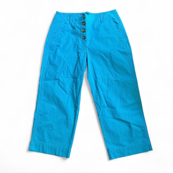 Talbots Bright Blue Button-Up Capri Pants - Picture 1 of 3